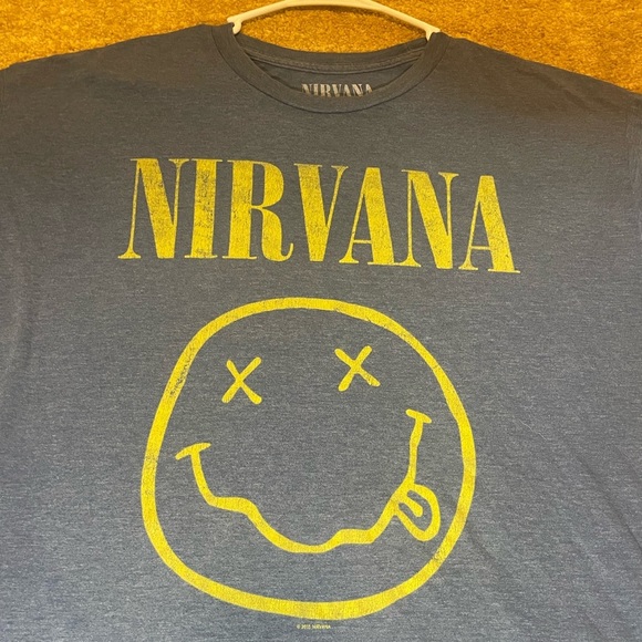 Nirvana T Shirt Size 2XL Official Blue Smiley Music Band Album 2019 - Picture 2 of 5